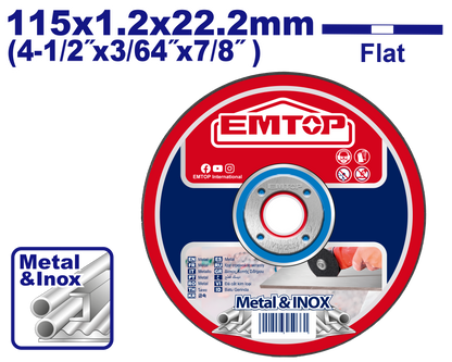 Disques tronçonner 115*2MM EMTOP EACD121151