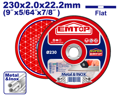 Disques tronçonner 230*2MM EMTOP EACD202303