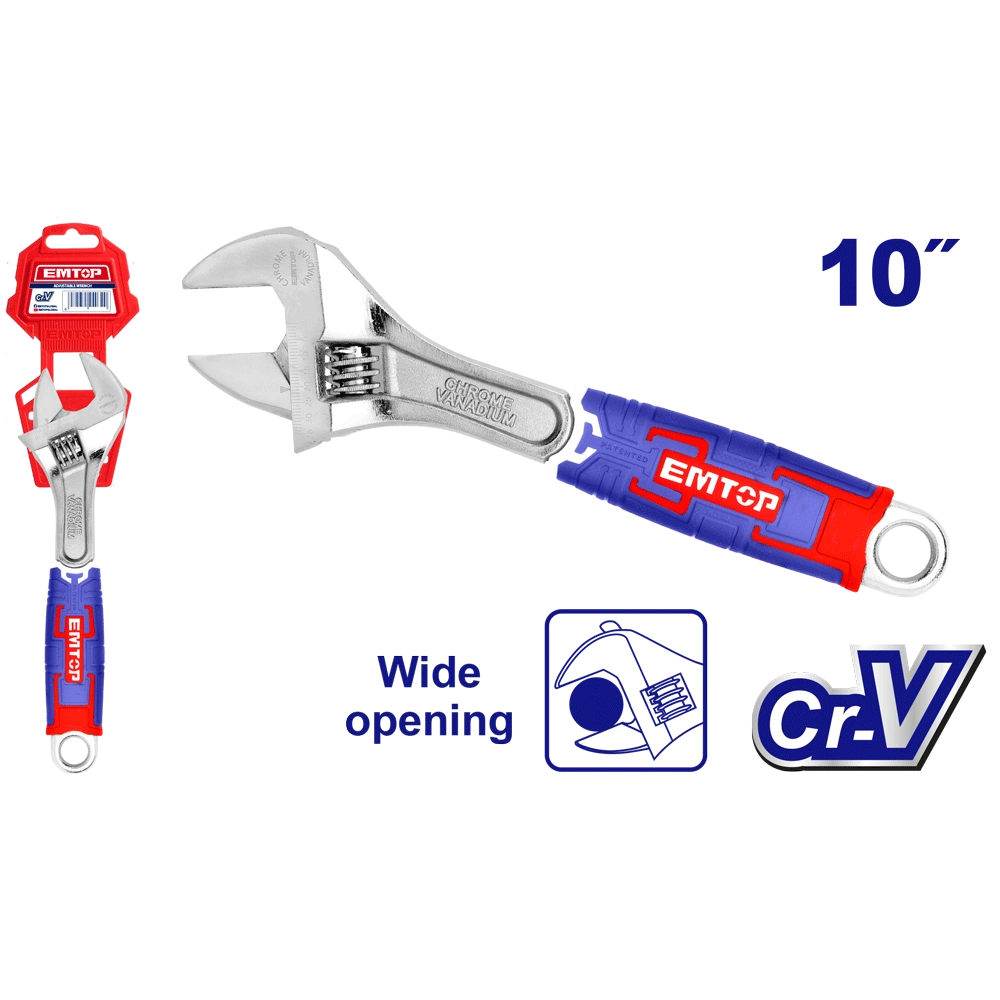 Clé à molette 10″/250MM CR-V 0-35 EMTOP EAWH131001