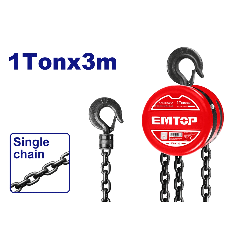 Palan á chaine 1T 3M EMTOP ECBK110