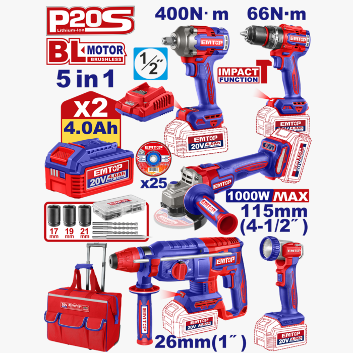 Kit 5P outillages electro-portatifs EMTOP ECKL2059