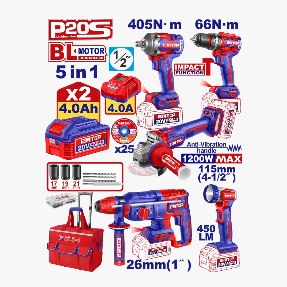Kit 5P outillages electro-portatifs EMTOP ECKL20595