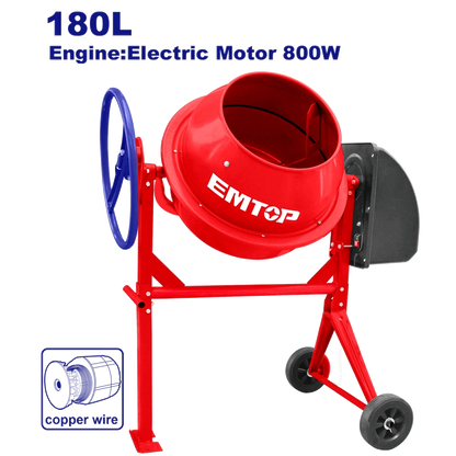 Bétonniere 220V 1.1CV 180L EMTOP ECMX18011