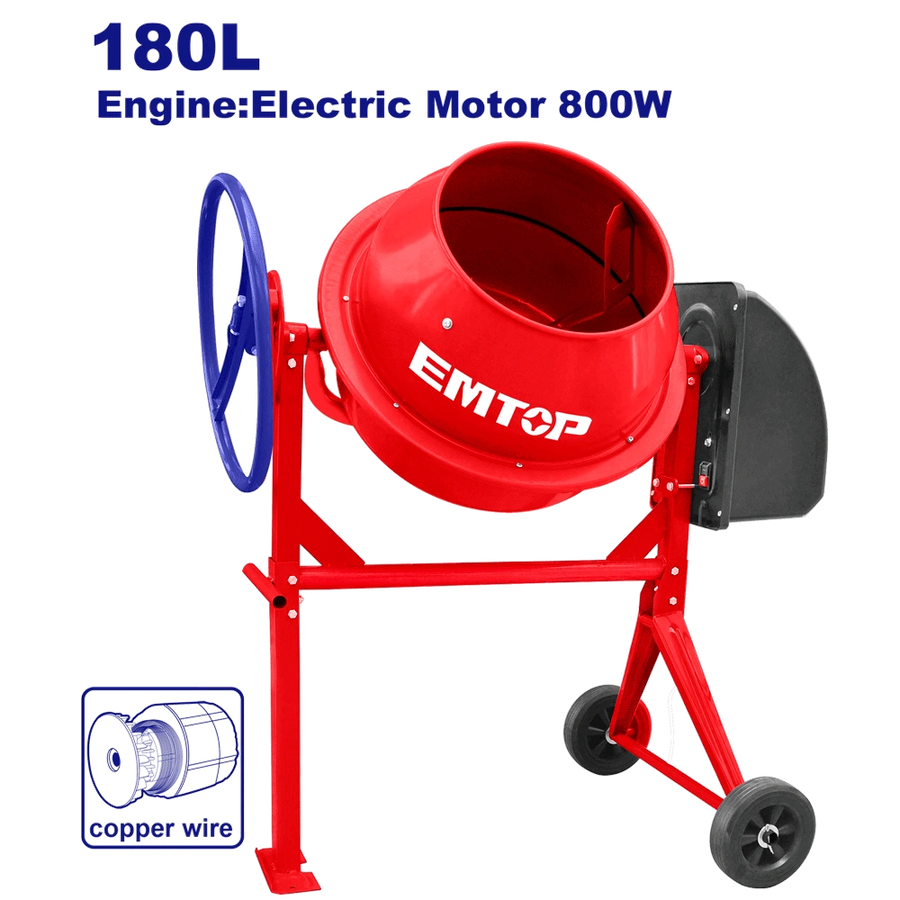 Bétonniere 220V 1.1CV 180L EMTOP ECMX18011
