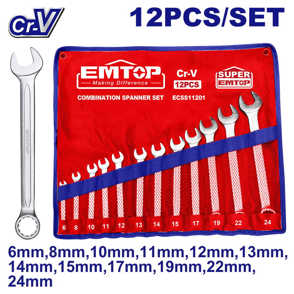 Jeu de 12 clés mixtes 6-24MM EMTOP ECSS11201
