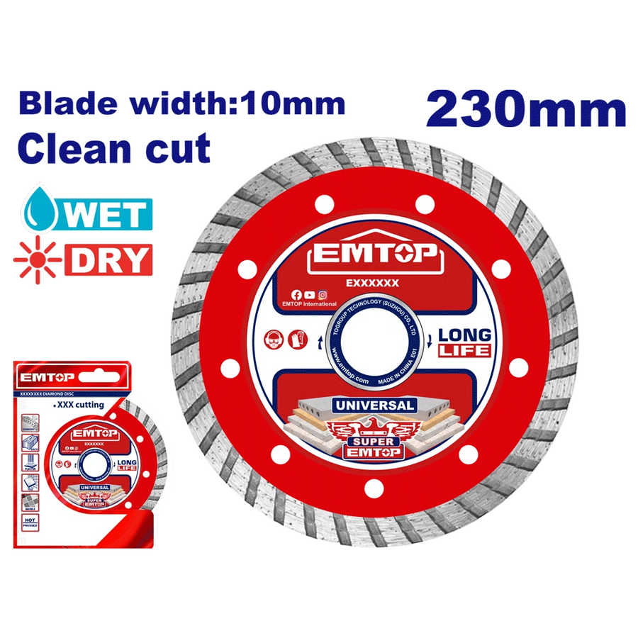 Disque diamant 230 L10 turbo EMTOP EDDC032302