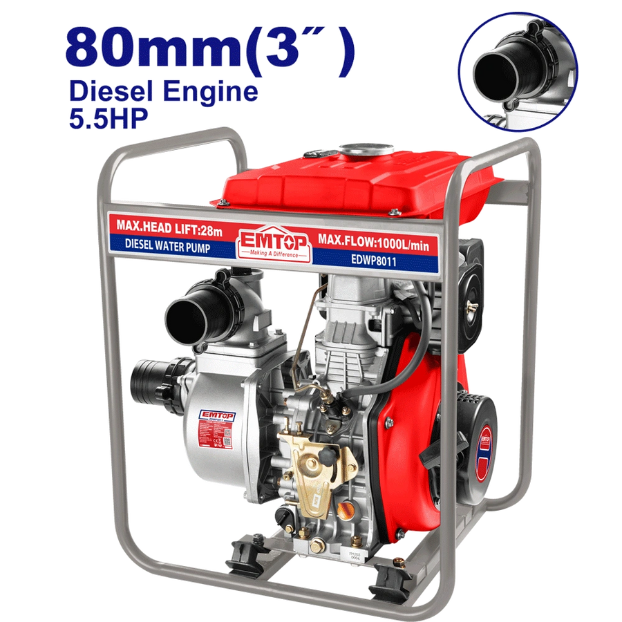 Motopompe diesel 3″ 1000l/MIN EMTOP EDWP8011