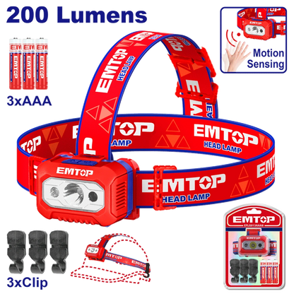 Lampe casque + capteur mouvement EMTOP EFLG013AAA8