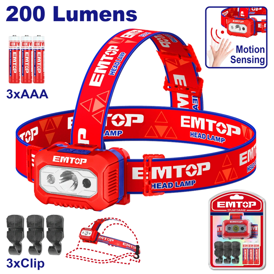 Lampe casque + capteur mouvement EMTOP EFLG013AAA8