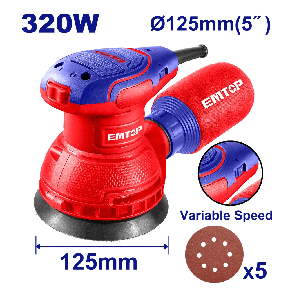 Ponceuse rotative 125MM 320W EMTOP EFSR23206