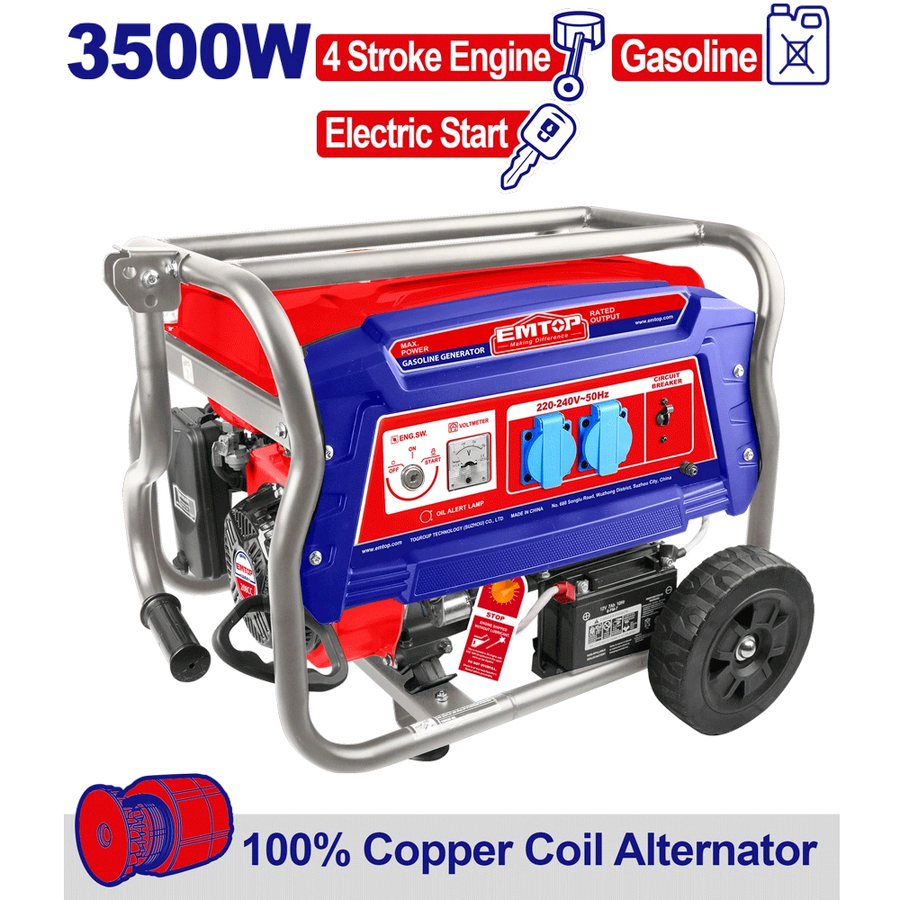 Groupe électrogène 220V ess 3.5KVA EMTOP EGGRD3511