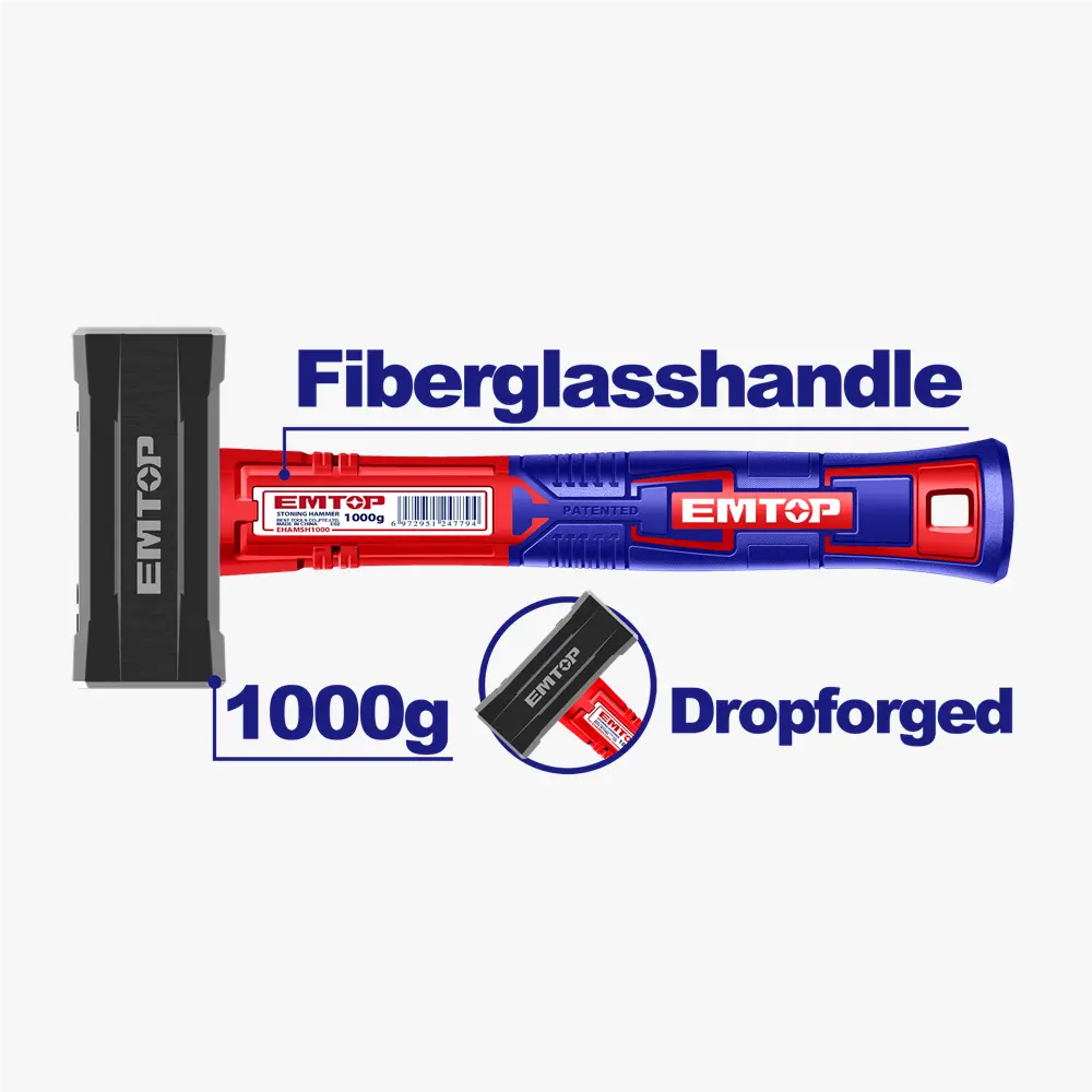 Masse carrée 1000G manche fibre EMTOP EHAMSH1000