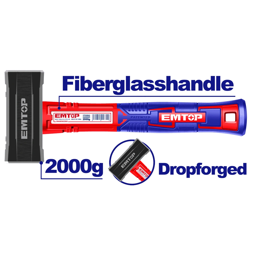 Masse carrée 2000G manche fibre EMTOP EHAMSH2000