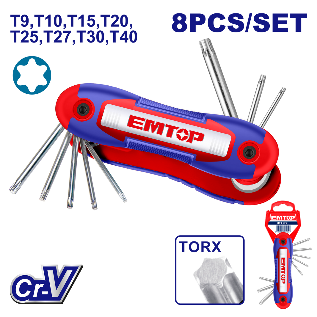 Jeu de 8 clés thorx EMTOP EHKY4083