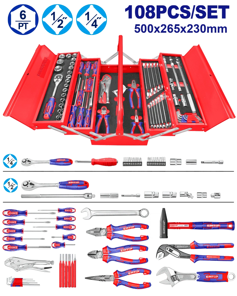 Caisse á outils métalliques 108P EMTOP EHTS00108