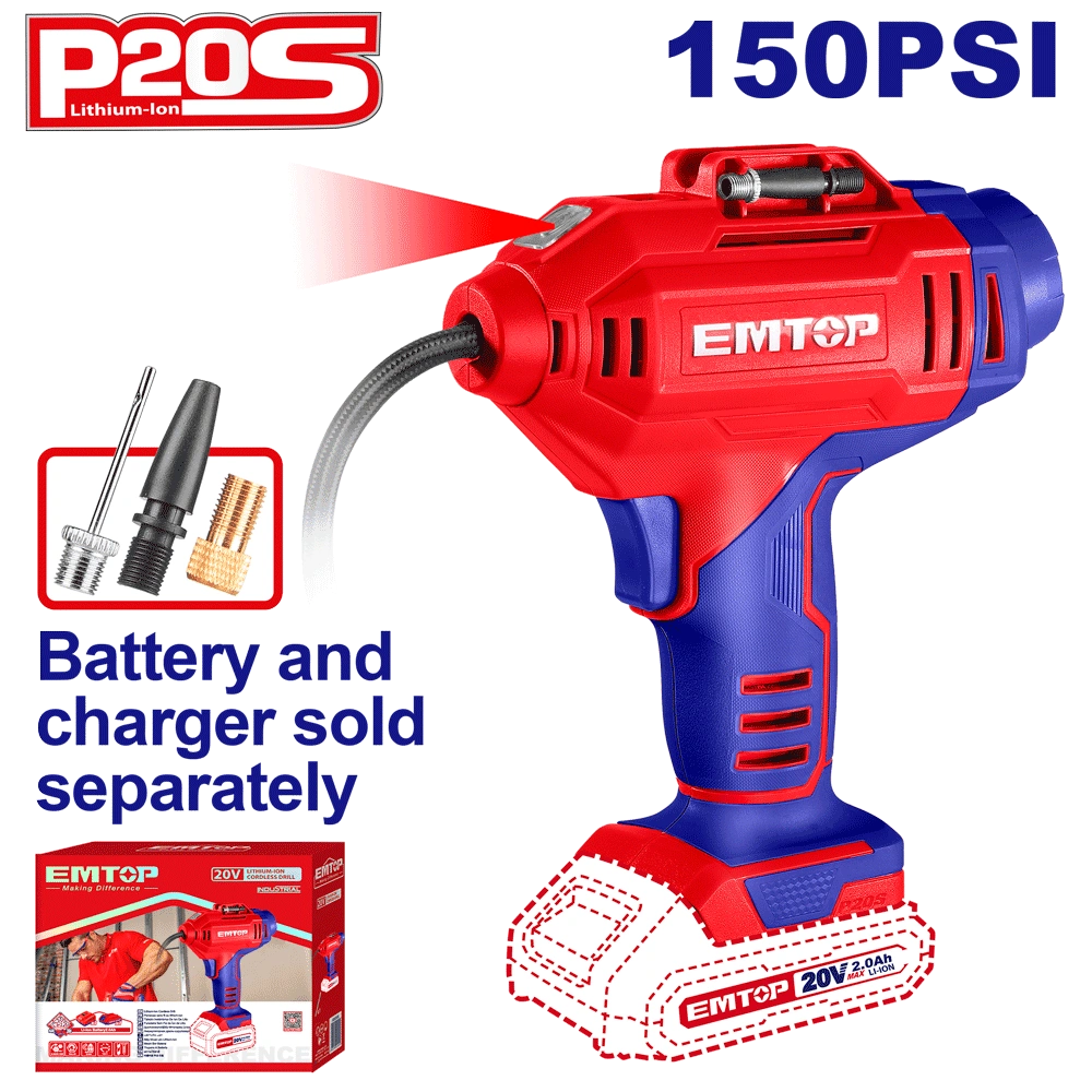 Compresseur portatif 10B sans bat EMTOP ELAC2018