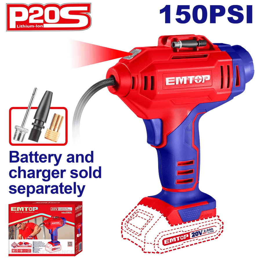 Compresseur portatif 10B sans bat EMTOP ELAC2018