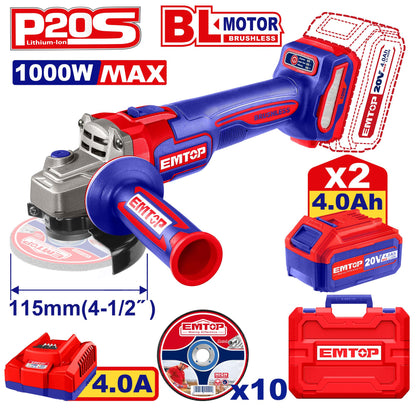 Meule 115 20V brush 2B 4AH+10DIS EMTOP ELAG271532