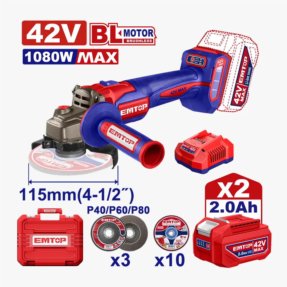Meule 115 42V brush 2B 2AH 1080W EMTOP ELAG4108112