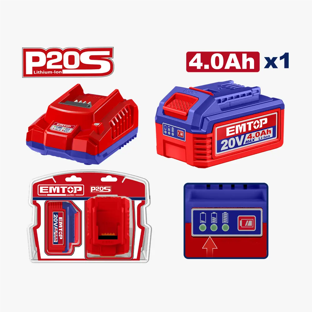 Lot batterie 4AH + chargeur EMTOP ELBCPK1012