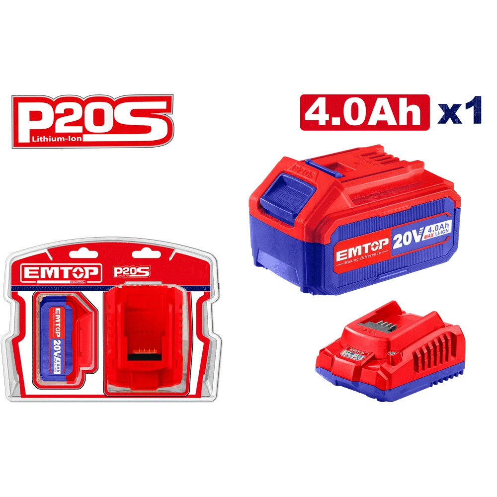 Lot batterie 4AH + chargeur EMTOP ELBCPK1214