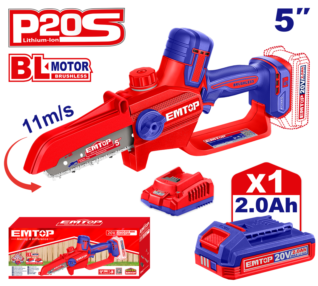 Tronçonneuse a chaine 20V 1B2A 13 EMTOP ELGA20561