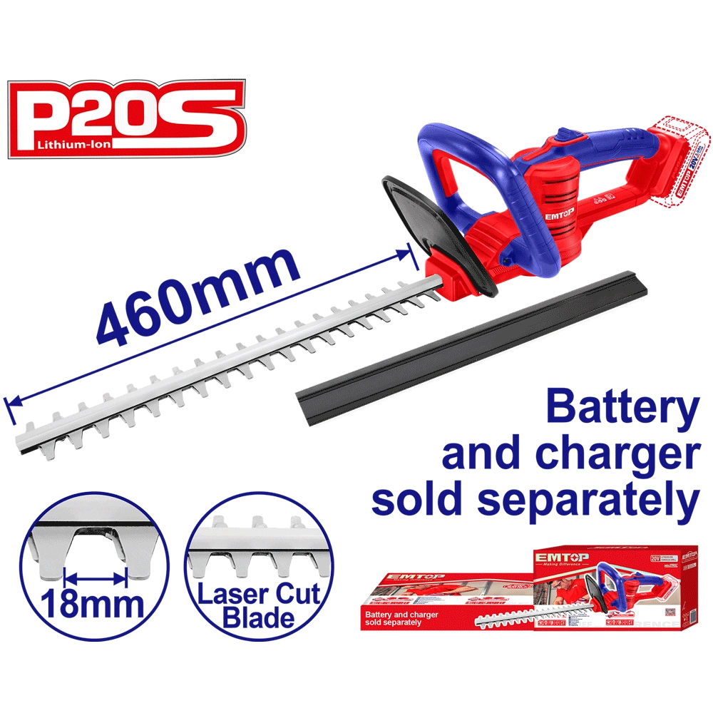 Taille-haie 20V 460MM EMTOP ELHT20018