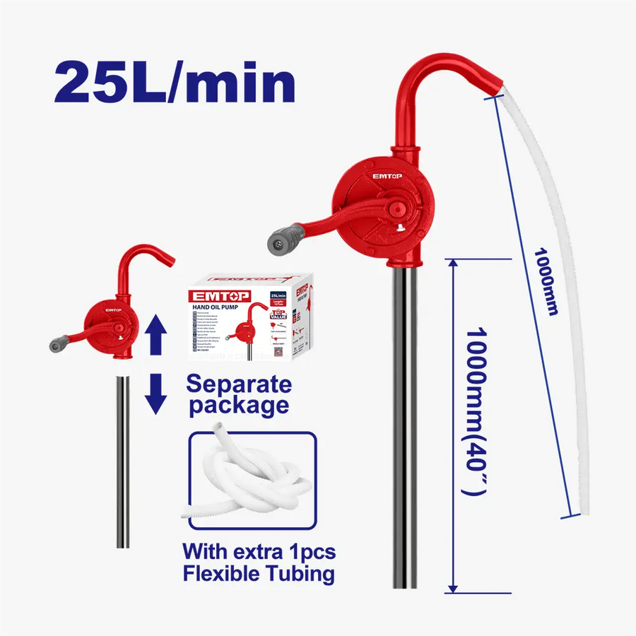 Pompe à huile manuelle 25L/MIN EMTOP EMHY2525