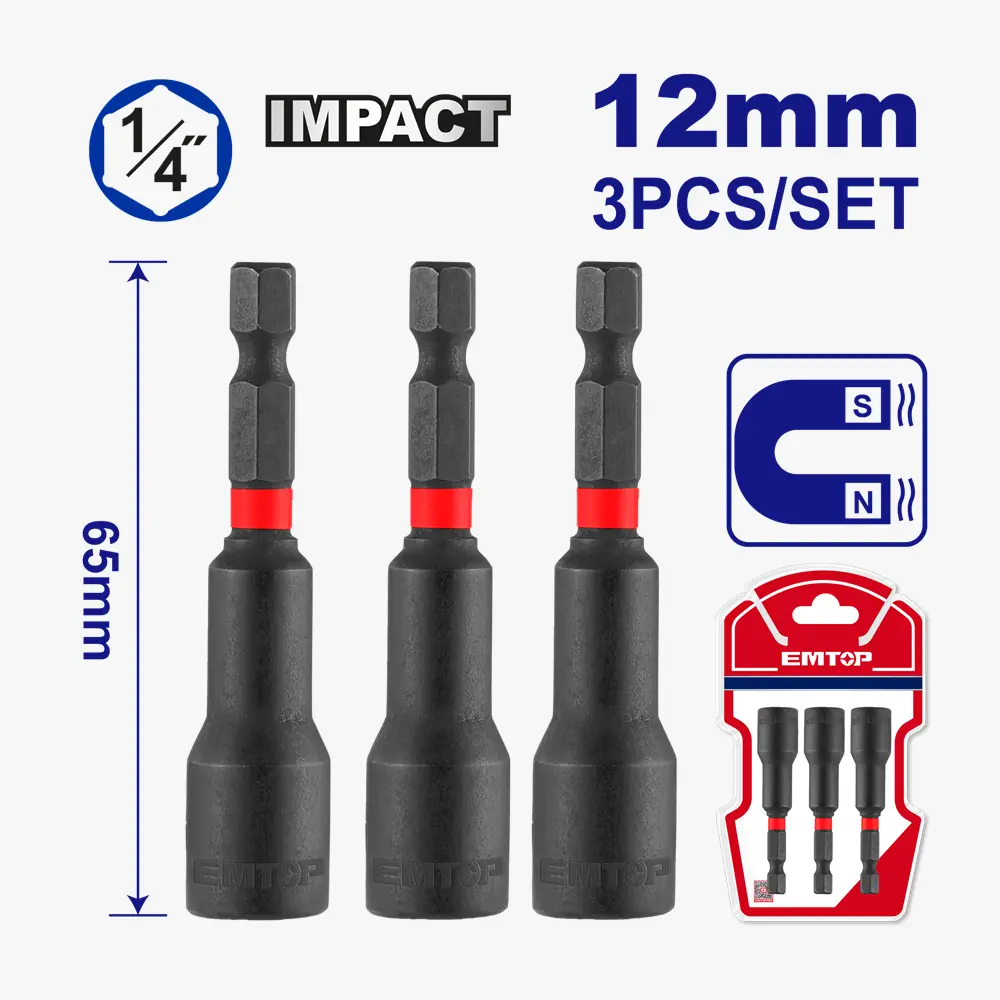 Jeu 3 de tourne-écrous 12*65MM EMTOP EMNS1232