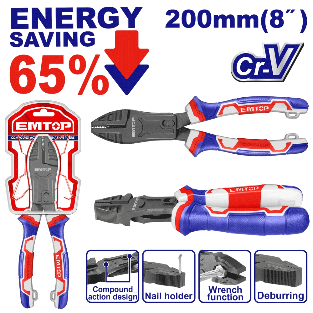 Pince universelle pro 8″/200MM EMTOP EPLRCC0851