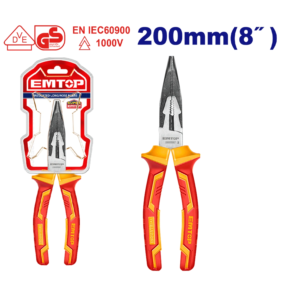 Pince á long nez isolée 8″/200MM EMTOP EPLRL0831