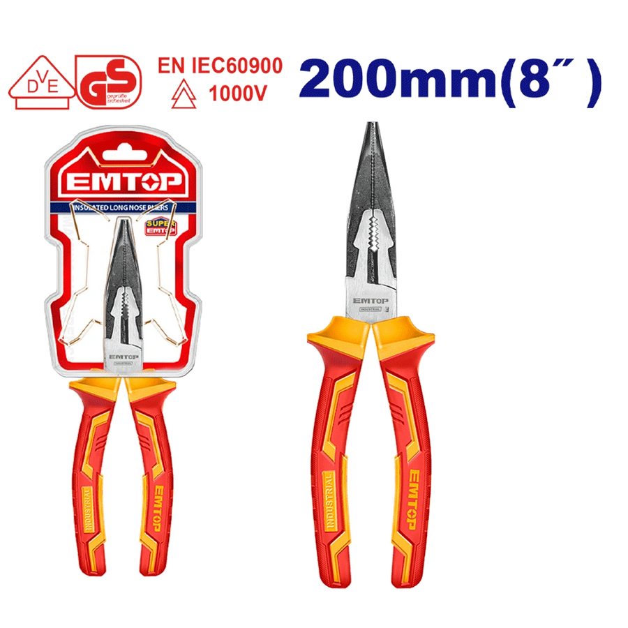 Pince á long nez isolée 8″/200MM EMTOP EPLRL0831