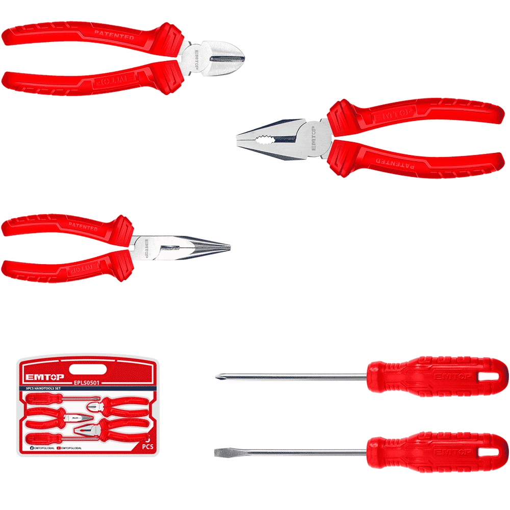Jeu outils á main 5P 3PINCE+2 tour EMTOP EPLS0501