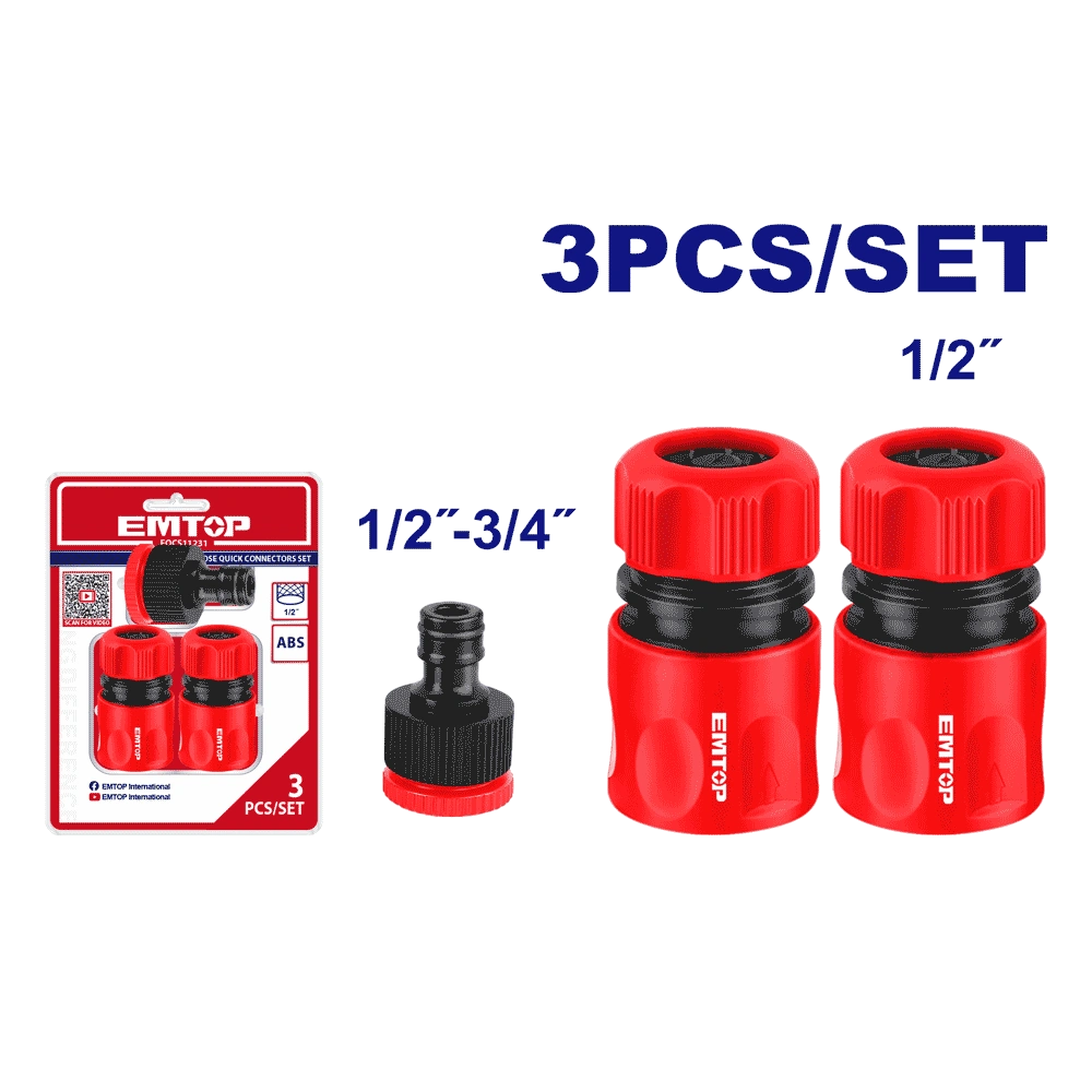 Kit 3 connecteur raccord tuyau EMTOP EQCS11231