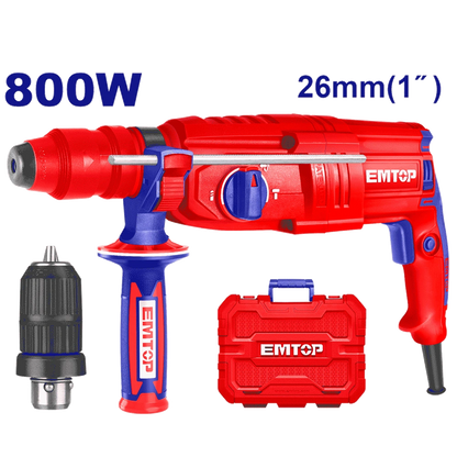 Perforateur 26MM 800W 2.6KG+MANDRIN EMTOP ERHRL802