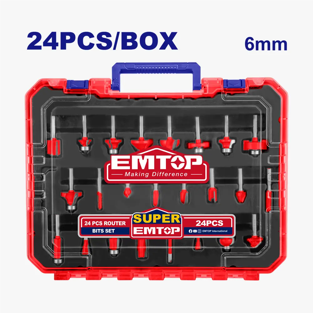 Coffret 24P fraise 6MM defonceuse EMTOP ERRT24062