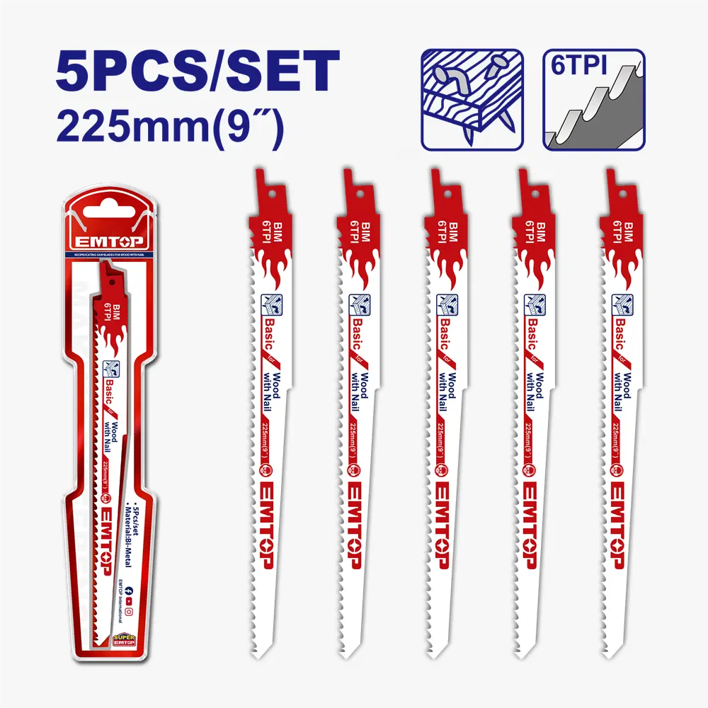 Lames de scie á sabre 225MM EMTOP ERSB1111DF