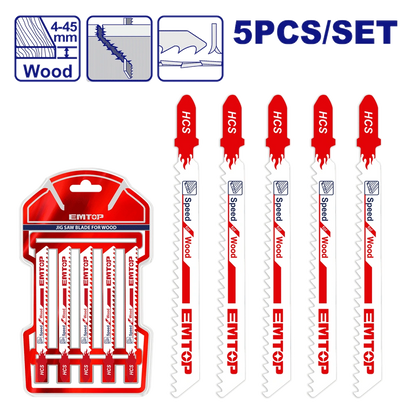 Jeu de 5 lames bois scie souteuse EMTOP ESBT111C