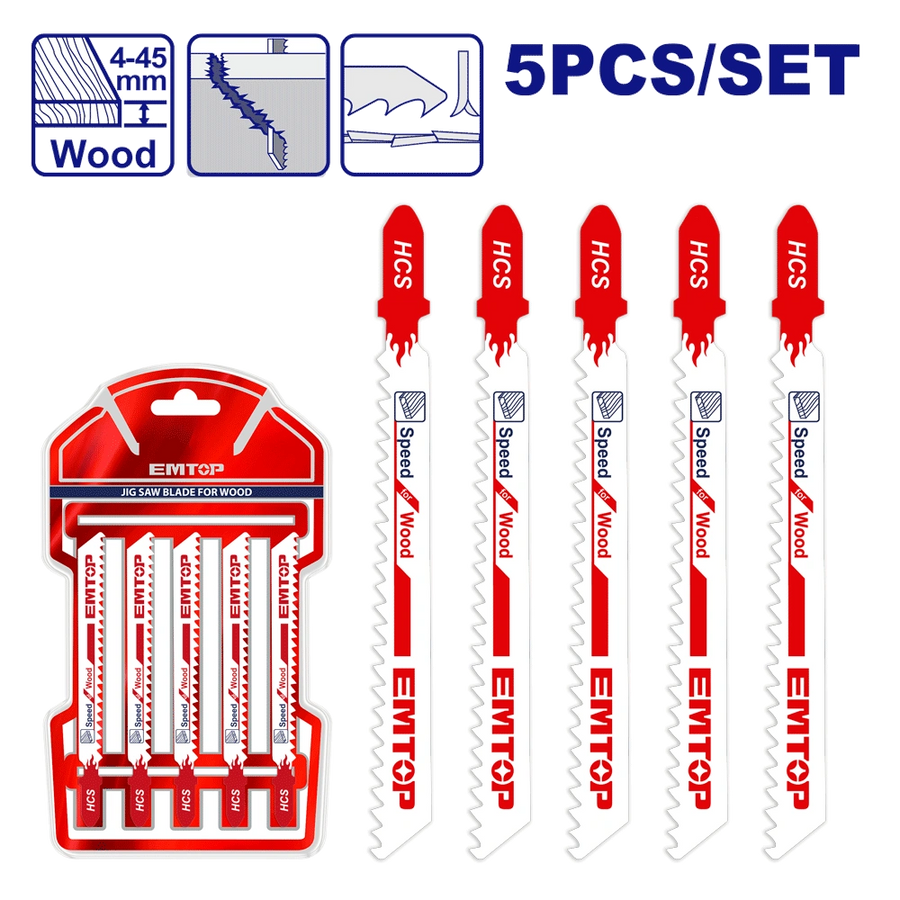 Jeu de 5 lames bois scie souteuse EMTOP ESBT111C