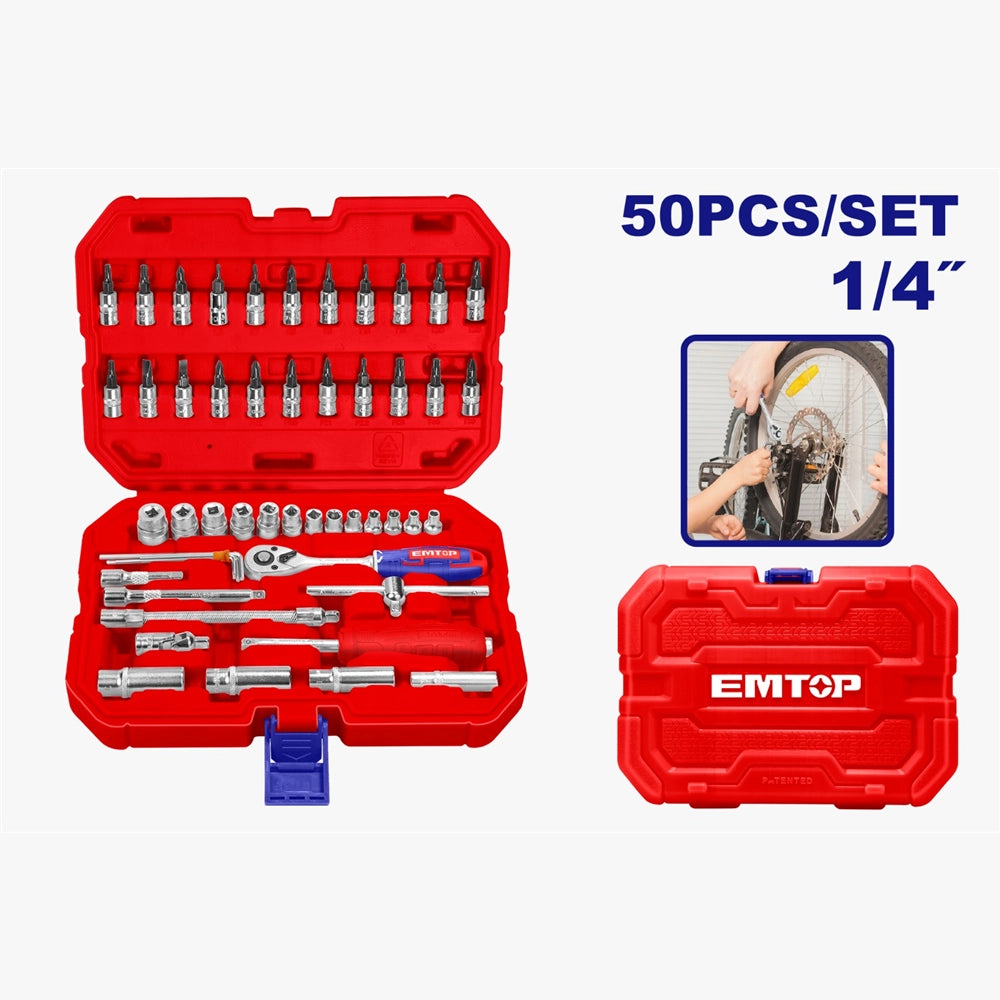 Coffret de 50 douilles 1/4″ EMTOP ESKT14501