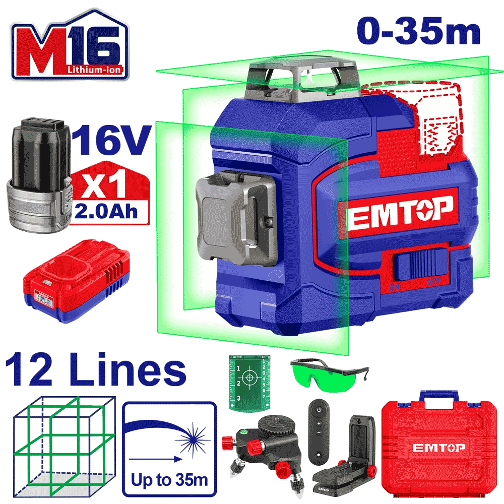 Laser 12 lignes 16V vert 35M EMTOP ESLE12301