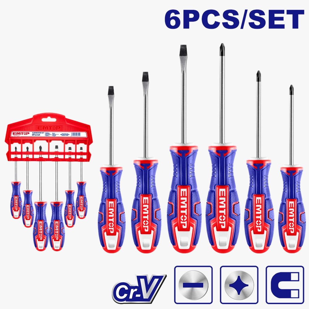 Jeu de 6 tournevis EMTOP ESST0602