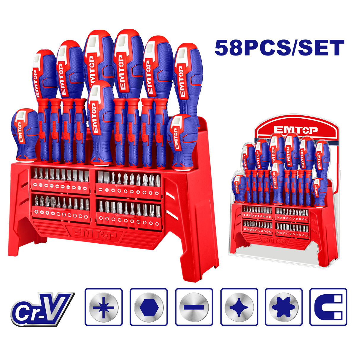 Jeu de 58 tournevis EMTOP ESST5802