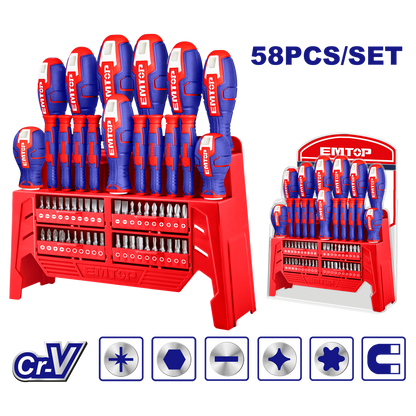 Jeu de 58 tournevis EMTOP ESST5802