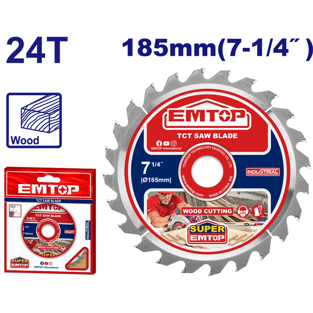 Disque scie circulaire 185 24T EMTOP ETCT1185112