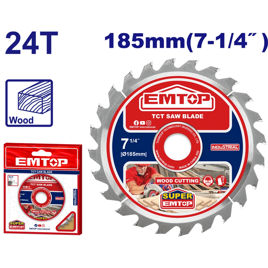 Disque scie circulaire 185 24T EMTOP ETCT1185112