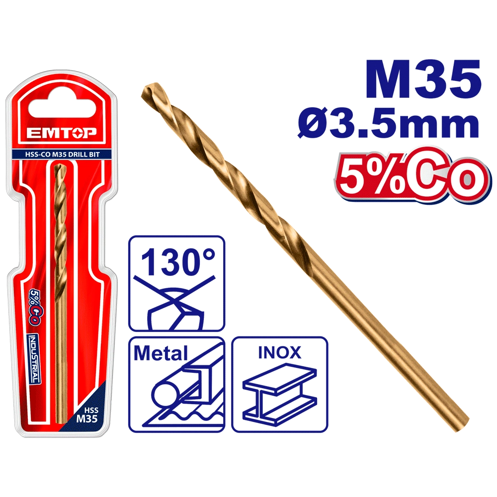 Mèches acie M35 HSS ø 3.5MM EMTOP ETDB130351