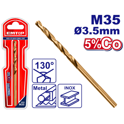 Mèches acie M35 HSS ø 3.5MM EMTOP ETDB130351