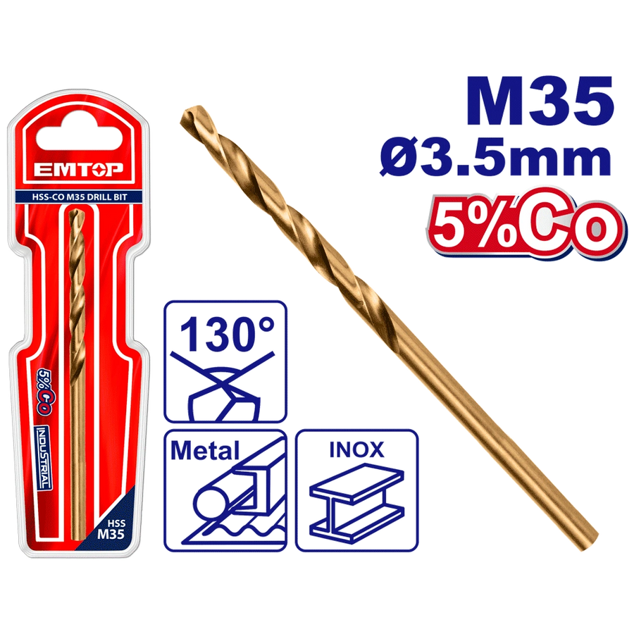 Mèches acie M35 HSS ø 3.5MM EMTOP ETDB130351