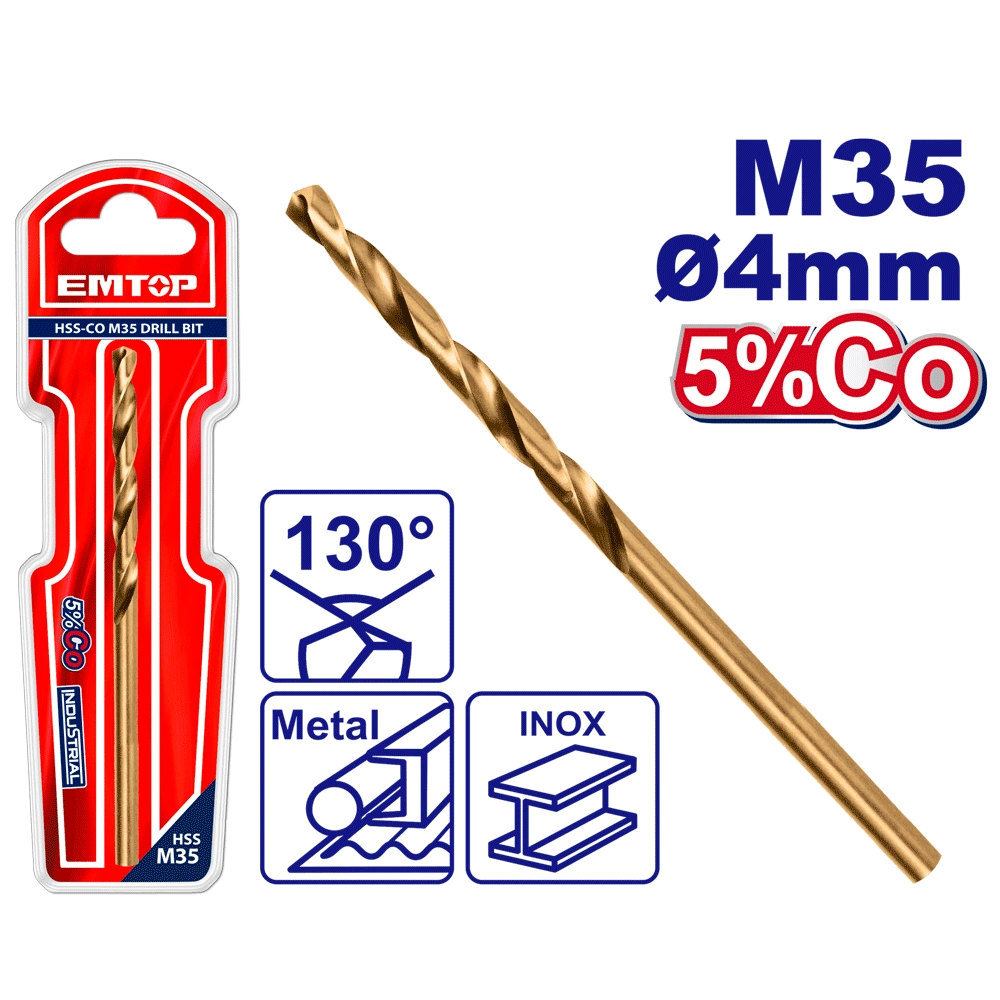 Mèches acie M35 HSS ø 4MM EMTOP ETDB130401